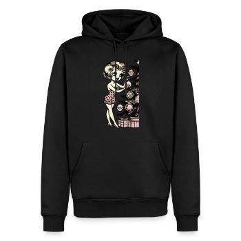 Pin-Up de Noël Motif Rétro Vintage - Sweat à capuche Premium bio Homme - noir - Devant - Nico (187cm)