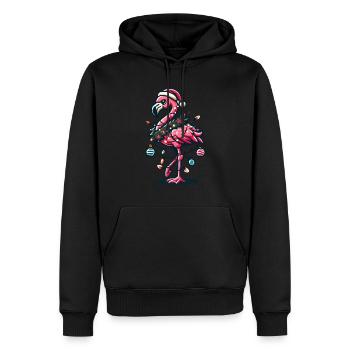 Lustiger Flamingo Mit Weihnachtlicher Dekoration - Männer Premium Bio Hoodie - Schwarz - Vorne - Nico (187cm)