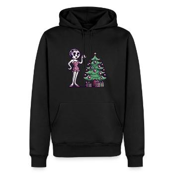 Weihnachtliches Pin-Up Cartoon Motiv im Retro - Männer Premium Bio Hoodie - Schwarz - Vorne - Nico (187cm)