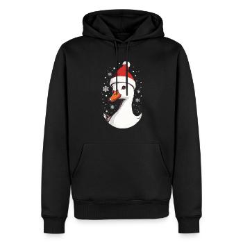 Canard de Noël avec chapeau de Noël - Sweat à capuche Premium bio Homme - noir - Devant - Nico (187cm)