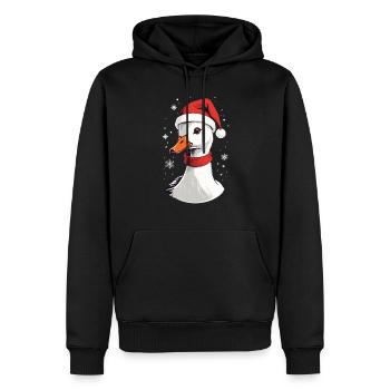 Weihnachtliche Ente mit Mütze und Schneeflocken - Männer Premium Bio Hoodie - Schwarz - Vorne - Nico (187cm)