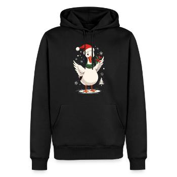 Canard de Noël avec chapeau de Noël - Sweat à capuche Premium bio Homme - noir - Devant - Nico (187cm)
