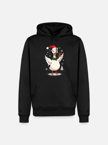 Weihnachtliche Ente Mit Weihnachtsmütze - Männer Premium Bio Hoodie - Schwarz