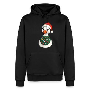Canard de Noël avec chapeau de Noël - Sweat à capuche Premium bio Homme - noir - Devant - Nico (187cm)