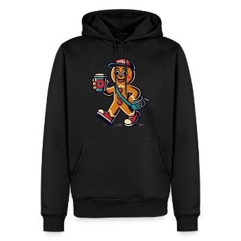 Lustiger Lebkuchen Snob Mit Kaffee - Männer Premium Bio Hoodie - Schwarz - Vorne - Nico (187cm)