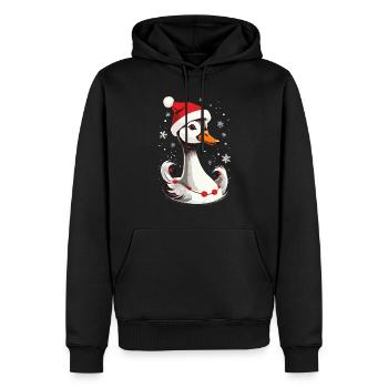 Canard de Noël avec chapeau et flocons de neige - Sweat à capuche Premium bio Homme - noir - Devant - Nico (187cm)