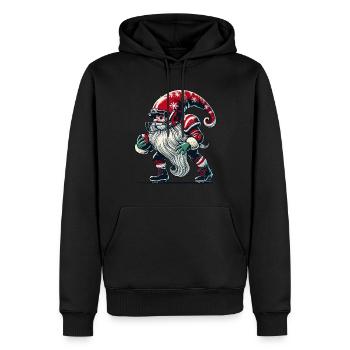 Noël Football Gnome Nain Elfe Gnome Gnome - Sweat à capuche Premium bio Homme - noir - Devant - Nico (187cm)