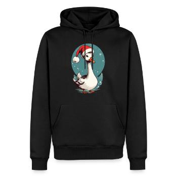 Festliche Ente mit Weihnachtsmütze - Männer Premium Bio Hoodie - Schwarz - Vorne - Nico (187cm)