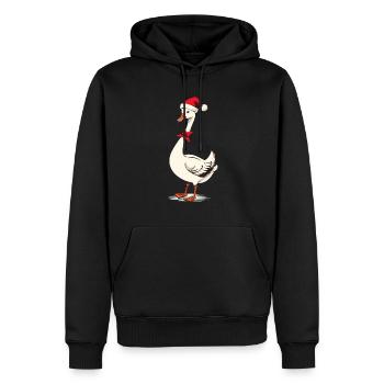 Festliche Gans Mit Weihnachtsmütze - Männer Premium Bio Hoodie - Schwarz - Vorne - Nico (187cm)
