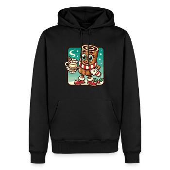 Heiße Schokolade Mit Zimt Cartoon Weihnachtlich - Männer Premium Bio Hoodie - Schwarz - Vorne - Nico (187cm)