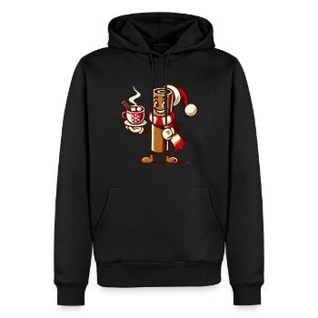 Heiße Schokolade Mit Zimt Fröhliche Weihnachtszeit - Männer Premium Bio Hoodie - Schwarz - Vorne - Nico (187cm)