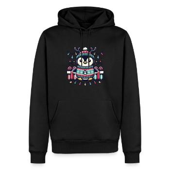 Süßer Weihnachtspinguin Mit Lichterkette - Männer Premium Bio Hoodie - Schwarz - Vorne - Nico (187cm)