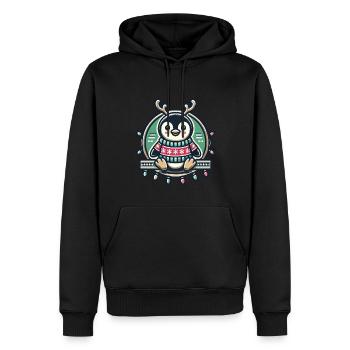 Fröhlicher Pinguin Mit Rentiergeweih Und - Männer Premium Bio Hoodie - Schwarz - Vorne - Nico (187cm)
