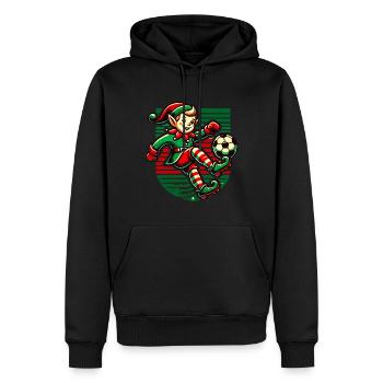 Soccer Playing Christmas Elf Fun - Men’s Premium Organic Hoodie - black - Front - Nico (187cm)