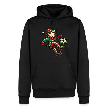 Elfe de Noël Joueur de football Noël Football - Sweat à capuche Premium bio Homme - noir - Devant - Nico (187cm)