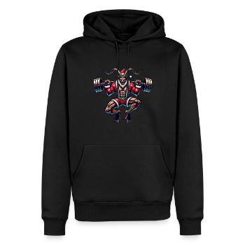 Weihnachtlicher Krampus Bodybuilder Muskeltraining - Männer Premium Bio Hoodie - Schwarz - Vorne - Nico (187cm)
