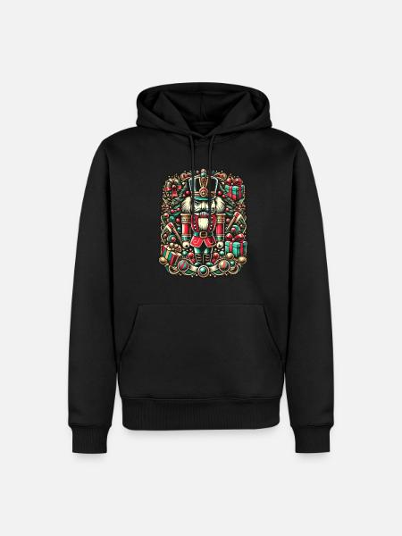 Nussknacker Weihnachten Festlich Bunt - Männer Premium Bio Hoodie - Schwarz