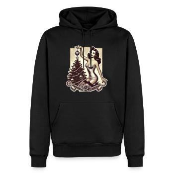 Retro Weihnachts Pin-Up Vintage Charme - Männer Premium Bio Hoodie - Schwarz - Vorne - Nico (187cm)