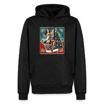 Pin-Up de Noël rétro style vintage - Sweat à capuche Premium bio Homme - noir - Devant - Nico (187cm)