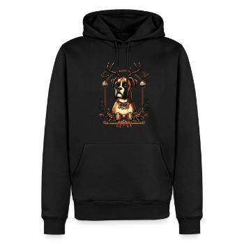 Boxer Hund Mit Rentiergeweih Weihnachtlich - Männer Premium Bio Hoodie - Schwarz - Vorne - Nico (187cm)