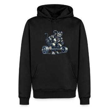 Krampus Bodybuilder Entraînement musculaire Entraînement d’hiver - Sweat à capuche Premium bio Homme - noir - Devant - Nico (187cm)