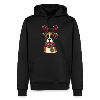 Weihnachtlicher Hund Mit Geweih - Männer Premium Bio Hoodie - Schwarz - Vorne - Nico (187cm)