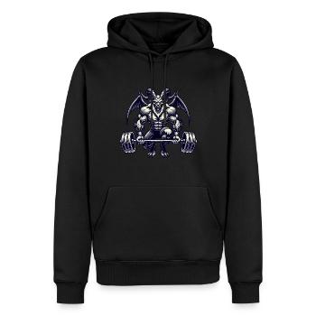 Weihnachtlicher Krampus Bodybuilder Muskeltraining - Männer Premium Bio Hoodie - Schwarz - Vorne - Nico (187cm)