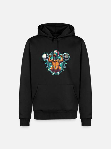 Sjov Jul Gås Bodybuilding Jul - Herre Premium økologisk hoodie - sort