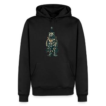 Ours de Noël décoré de lumières - Sweat à capuche Premium bio Homme - noir - Devant - Nico (187cm)