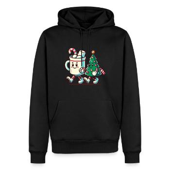 Joyeux Noël Look Vintage Rétro - Sweat à capuche Premium bio Homme - noir - Devant - Nico (187cm)