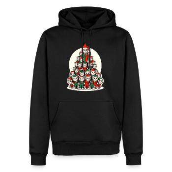 Weihnachtliche Katzen Tannenbaum Parade - Männer Premium Bio Hoodie - Schwarz - Vorne - Nico (187cm)