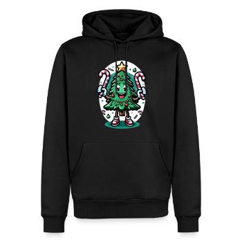 Merry Christmas Retro Tree - Men’s Premium Organic Hoodie - black - Front - Nico (187cm)