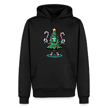 WeMerry Christmas Tree with Candy Canes Retr - Men’s Premium Organic Hoodie - black - Front - Nico (187cm)