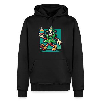 Merry Retro Christmas Tree Cartoon - Men’s Premium Organic Hoodie - black - Front - Nico (187cm)