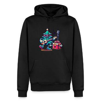 Joyeux Noël Arbre de Noël Musique rétro - Sweat à capuche Premium bio Homme - noir - Devant - Nico (187cm)