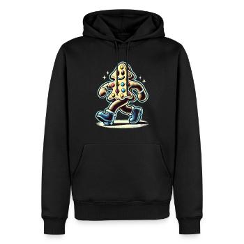 Lebkuchenmann Mit Stiefeln Lächelnd - Männer Premium Bio Hoodie - Schwarz - Vorne - Nico (187cm)