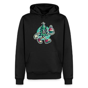 Arbre de Noël rétro drôle avec boule - Sweat à capuche Premium bio Homme - noir - Devant - Nico (187cm)