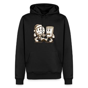 Weihnachten Vintage Maskottchen Keks Und Milch - Männer Premium Bio Hoodie - Schwarz - Vorne - Nico (187cm)