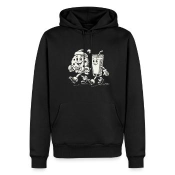 toFröhliche Weihnachten Mit Keks Und Milch - Männer Premium Bio Hoodie - Schwarz - Vorne - Nico (187cm)