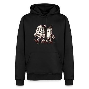 Joyeux Noël avec mascotte vintage - Sweat à capuche Premium bio Homme - noir - Devant - Nico (187cm)