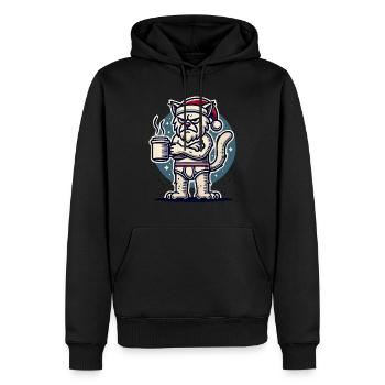 Mürrische Katze Mit Einem Weihnachtsmütze - Männer Premium Bio Hoodie - Schwarz - Vorne - Nico (187cm)