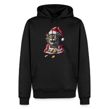 Weihnachten Katze Mit Keksen - Männer Premium Bio Hoodie - Schwarz - Vorne - Nico (187cm)