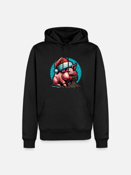 Christmas Greedy Pig Gluttony - Men’s Premium Organic Hoodie - black