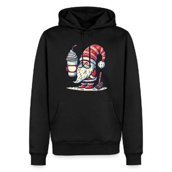 Weihnachtlicher Kaffeeliebhaber Gnom Wichtel - Männer Premium Bio Hoodie - Schwarz - Vorne - Nico (187cm)