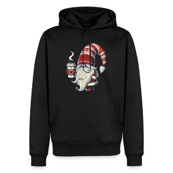 Weihnachten Gnom Mit Kaffeezauber - Männer Premium Bio Hoodie - Schwarz - Vorne - Nico (187cm)