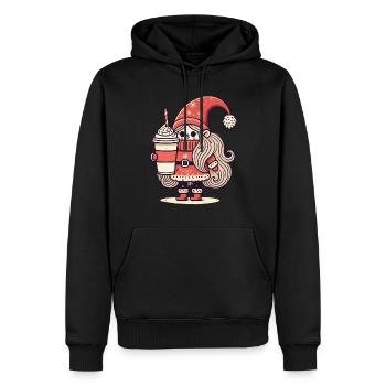 Amateur de café Noël Gnome Style Gnome - Sweat à capuche Premium bio Homme - noir - Devant - Nico (187cm)