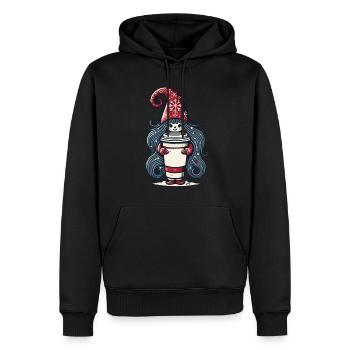 Gnome amateur de café de Noël - Sweat à capuche Premium bio Homme - noir - Devant - Nico (187cm)