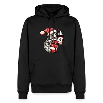 Nain de Noël avec du café pour les amateurs de café - Sweat à capuche Premium bio Homme - noir - Devant - Nico (187cm)