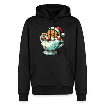 Joyeux Biscuit Noël Style Vintage Rétro - Sweat à capuche Premium bio Homme - noir - Devant - Nico (187cm)