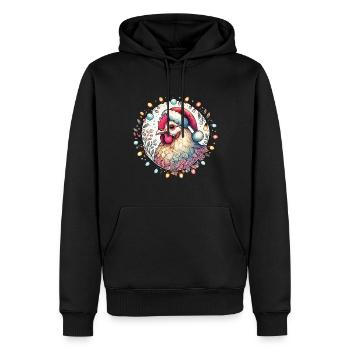 Coq de Noël avec des guirlandes lumineuses - Sweat à capuche Premium bio Homme - noir - Devant - Nico (187cm)